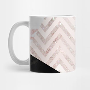 Pink Marble Black Chevron Color Block Geometric Mug